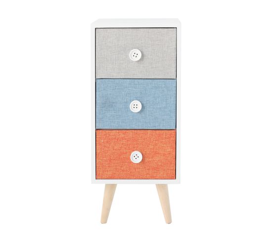 Commode En Bois À 3 Tiroirs Pour Chambres D'enfants Tissu Moderne Et Coloré