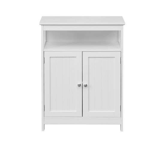 Armoire De Salle De Bains Avec 2 Portes Et Étagère En Bois Blanc Au Design Moderne