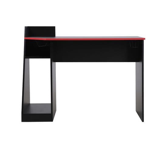 Bureau Gaming Pour PC Table Noire Rouge En Bois Design Moderne Avec Accessoires