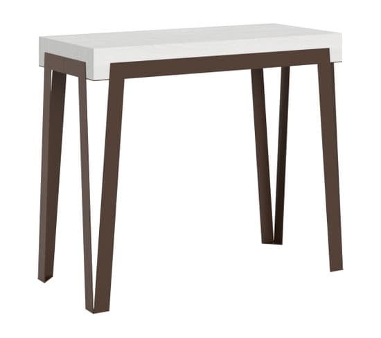 Console Extensible 90x40/196 Cm Rio Small Frêne Blanc Cadre Ruille