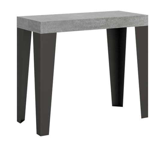 Console Extensible 90x40/196 Cm Flame Ciment Cadre Anthracite