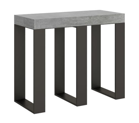 Console Extensible 90x40/300 Cm Sintesi Ciment Cadre Anthracite