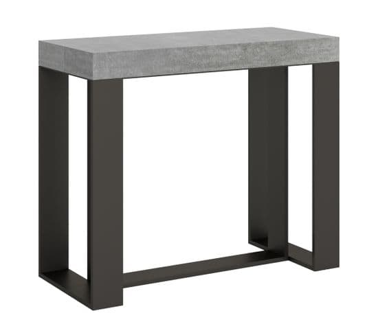 Console Extensible 90x40/196 Cm Futura Small Ciment Cadre Anthracite