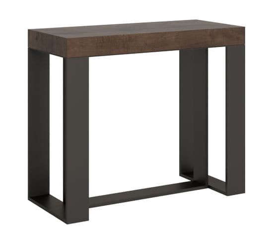 Console Extensible 90x40/300 Cm Futura Noyer Cadre Anthracite