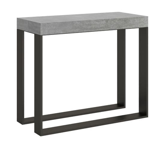 Console Extensible 90x40/196 Cm Elettra Small Ciment Cadre Anthracite