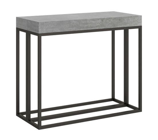 Console Extensible 90x40/196 Cm Epoca Small Ciment Cadre Anthracite