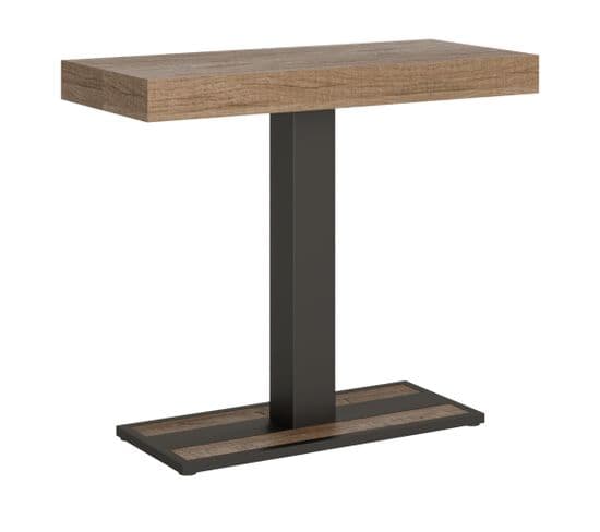 Console Extensible 90x40/196 Cm Capital Small Chêne Nature Cadre Anthracite