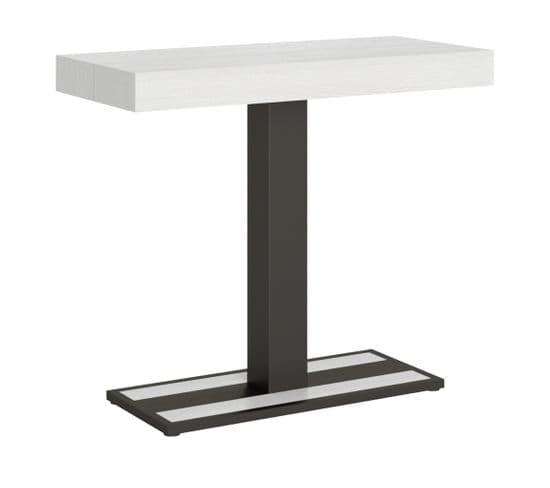 Console Extensible 90x40/300 Cm Capital Frêne Blanc Cadre Anthracite