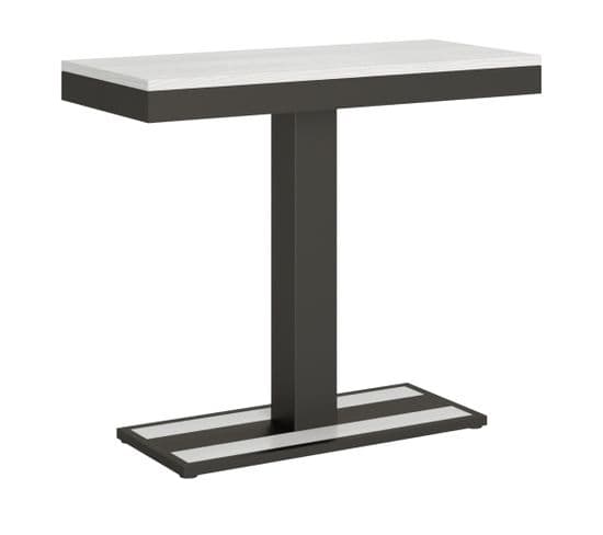 Console Extensible 90x40/196 Cm Capital Small Evolution Frêne Blanc Cadre Anthracite