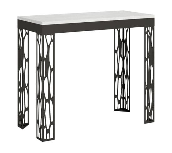 Console Extensible 90x40/196 Cm Ghibli Evolution Small Frêne Blanc Cadre Anthracite