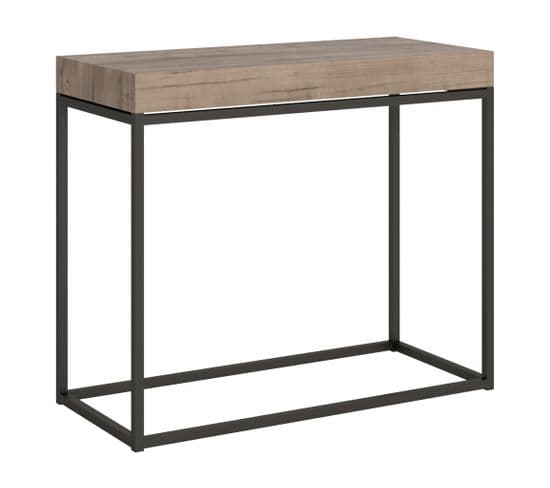 Console Extensible 90x40/196 Cm Nordica Small Chêne Nature Cadre Anthracite