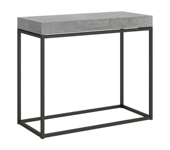 Console Extensible 90x40/196 Cm Nordica Small Ciment Cadre Anthracite