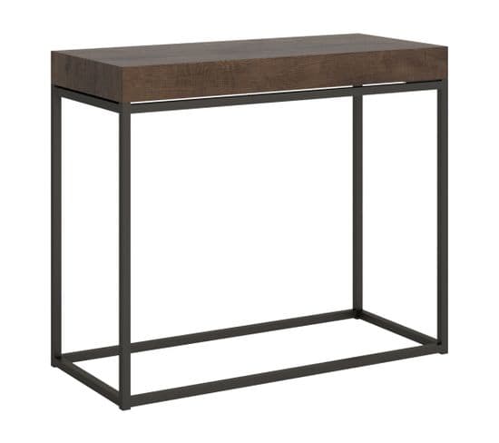 Console Extensible 90x40/196 Cm Nordica Small Noyer Cadre Anthracite