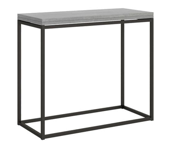 Console Extensible Portefeuille 90x45/90 Cm Nordica Libra Ciment Cadre Anthracite