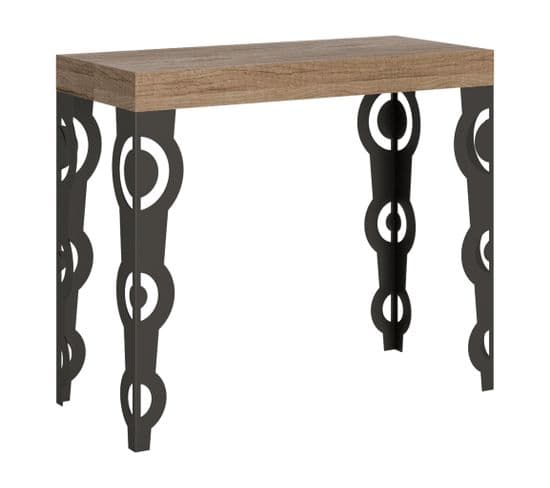 Console Extensible 90x40/196 Cm Karamay Small Chêne Nature Cadre Anthracite