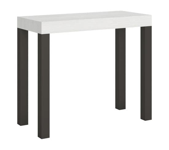 Console Extensible 90x40/196 Cm Everyday Small Frêne Blanc Cadre Anthracite
