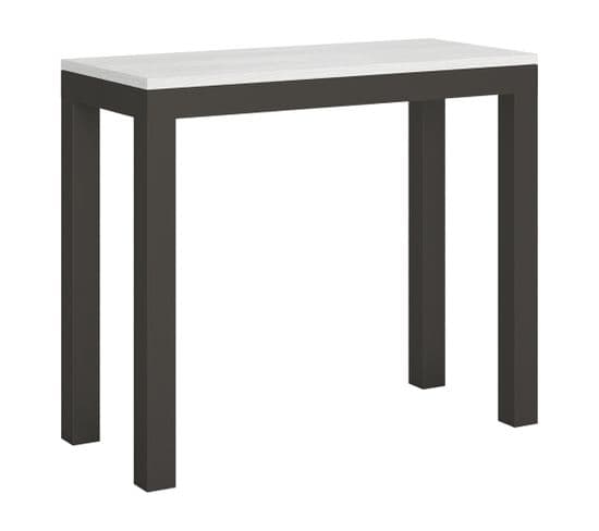 Console Extensible 90x40/196 Cm Everyday Small Evolution Frêne Blanc Cadre Anthracite