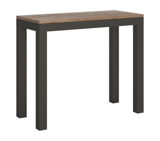 Console Extensible 90x40/196 Cm Everyday Small Evolution Chêne Nature Cadre Anthracite
