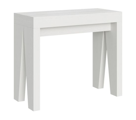 Console Extensible 90x40/196 Cm Naxy Small Frêne Blanc