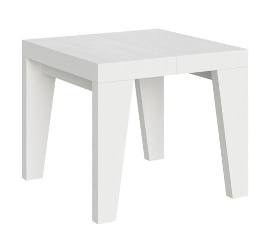 Table Extensible 90x90/246 Cm Naxy Frêne Blanc