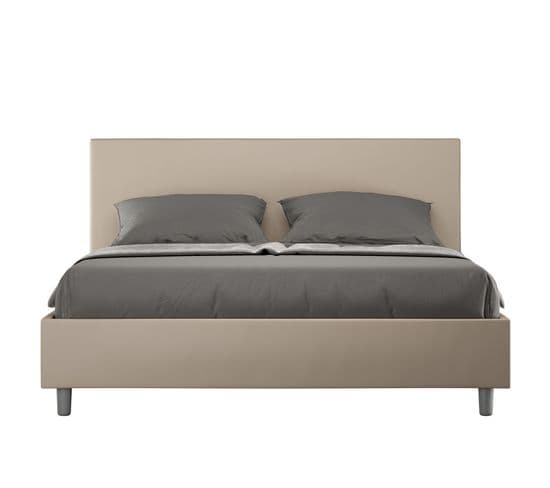 Lit Rembourré Sans Sommier 160x210 Similicuir Taupe Adele