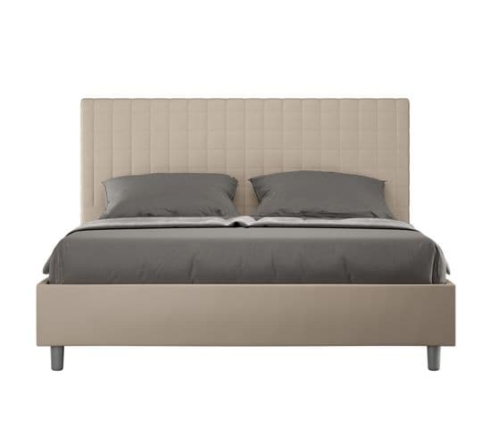 Lit Rembourré Sans Sommier 160x210 Similicuir Taupe Sunny