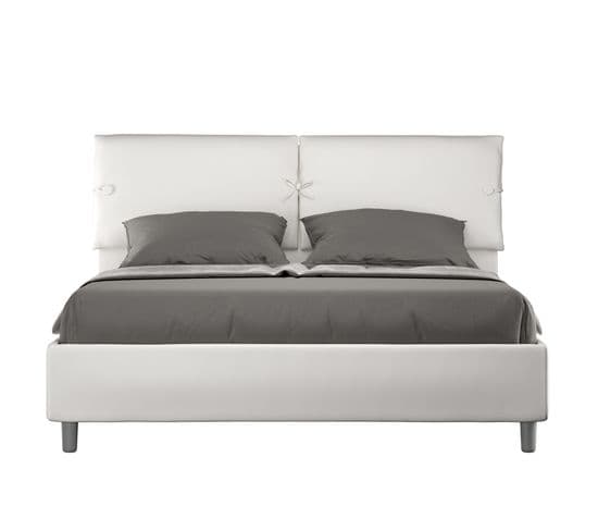 Lit Rembourré Sans Sommier 160x210 Similicuir Blanc Sleeper