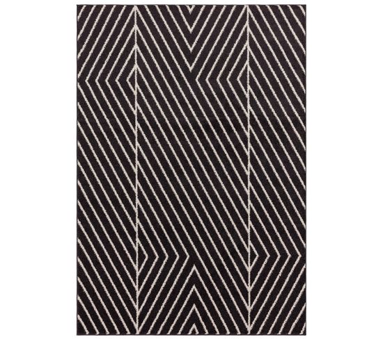 Tapis De Salon Linen En Polypropylène - Noir - 200x290 Cm