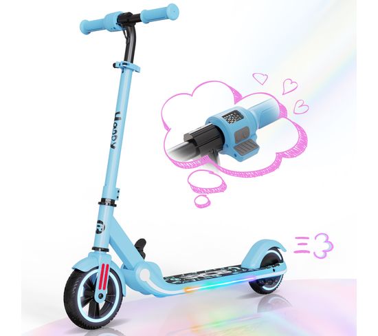 Trottinette Electrique Enfants - Écran LED - Néons Colorés - Vitesse Et Hauteur Réglables Bleu