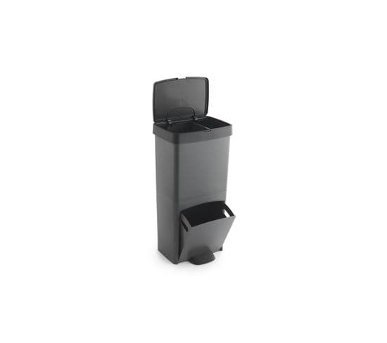 Poubelle De Recyclage 3 Compartiments - Plastique Recyclé - 70l - Anthracite - Vanern