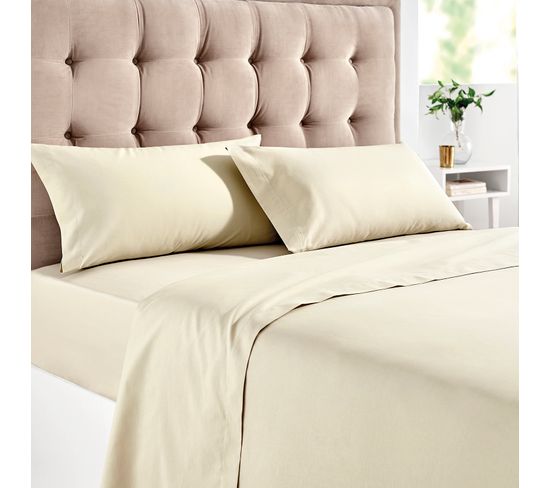 Drap-housse Élastique 100 % Coton Respirant Beige 90x190/200cm