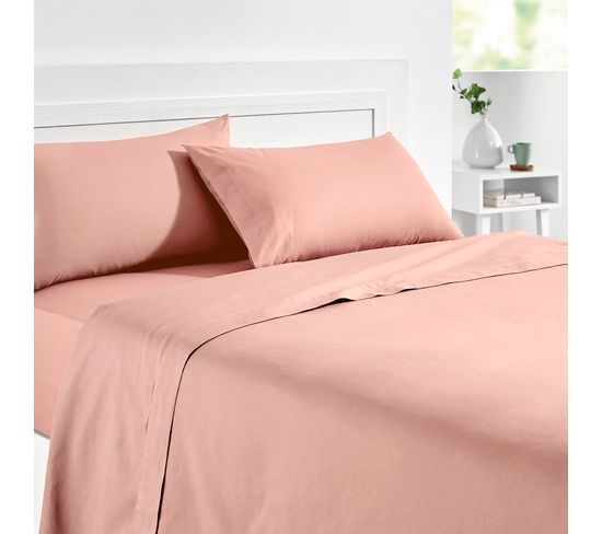 Drap-housse Élastique 100 % Coton Respirant Rose 90x190/200cm