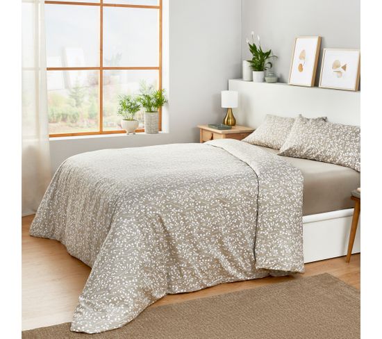 Housse De Couette En Coton 150 Fils Taupe 150x260cm