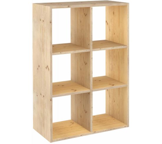 Étagère Cubes En Bois Brut Dinamic 6 Cases