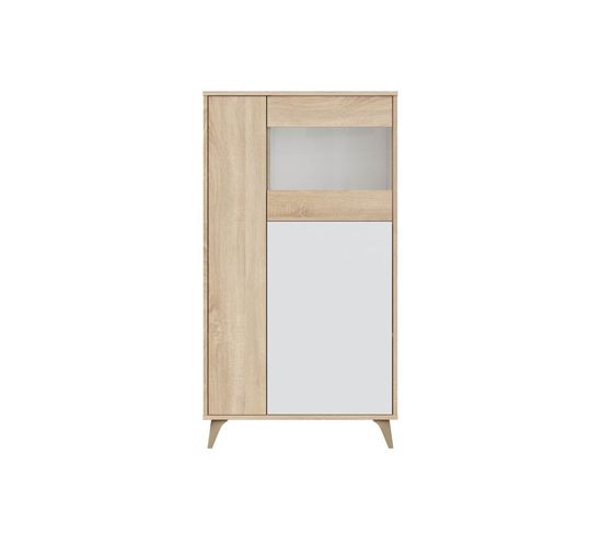 Vitrine Laura 3 Portes Avec Étagères L77 X H142cm -  Blanc / Bois