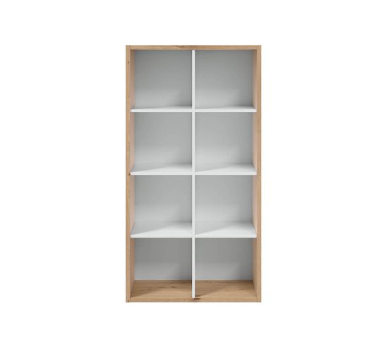 Étagère 8 Casiers Effet Blanc Et Bois - H138 X L72 Cm