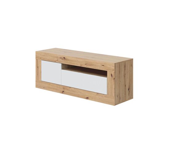 Meuble TV 1 Porte, 1 Tiroir Abattant Effet Bois - L139 X H53 Cm