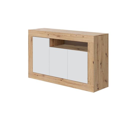 Buffet 3 Portes Et Un Compartiment Effet Bois - L139 X H87 Cm