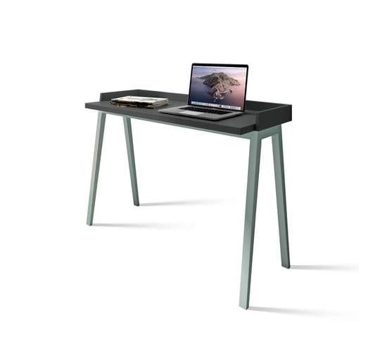 Bureau Fabriqué En Mélamine Et Hêtre Massif, Modéle Berlin En Couleur Graphite Et Vert