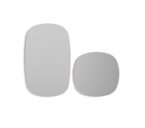 Lot 2 Miroirs Organiques Herdasa Eclipse Blanc 40x40x2 Cm + 65x40x2 Cm