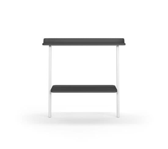 Table Console, Modèle Suomi 787 De Herdasa, En Mélamine Et Hêtre Massif. Graphite Et Blanc