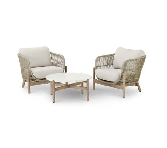 Ensemble De Jardin 2 Fauteuils Et Table 80cm - Provenza