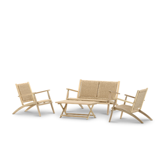 Set De Jardin Pliant 2 Fauteuils + Canapé + Table 100x50 - Serena