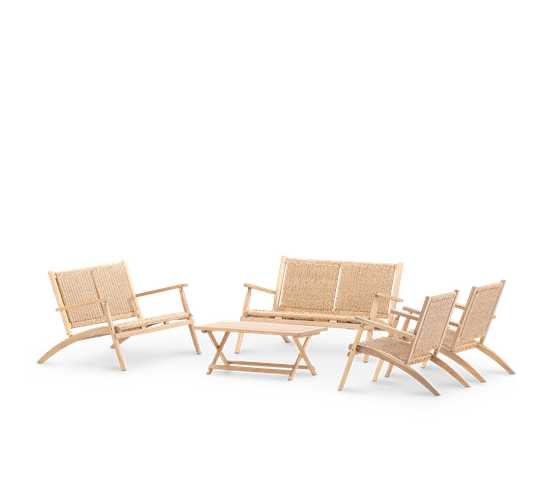 Set De Jardin Pliant  2 Fauteuils + 2 Canapés + Table 100x50 - Serena