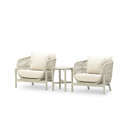 Set De Jardin 2 Fauteuils Et Table Basse 50cm Imitation Pierre - Milos