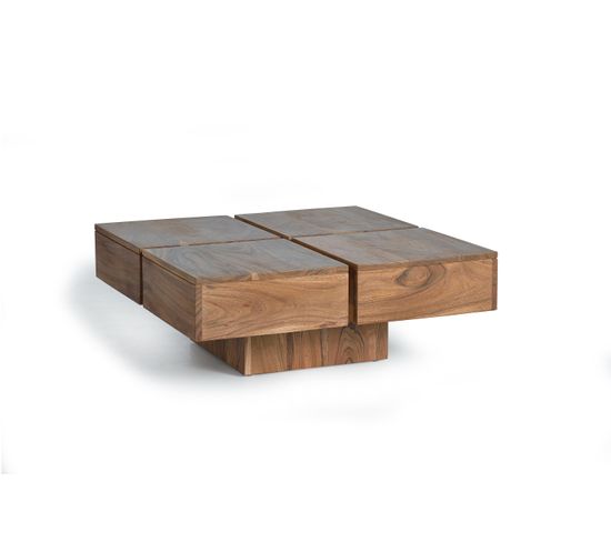 Table Basse - Coloris Naturel - Bois D’acacia -  30x80x80 Cm