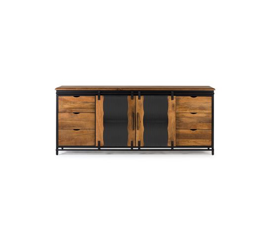 Buffet 80x190x40cm - Bois De Manguier Et Métal