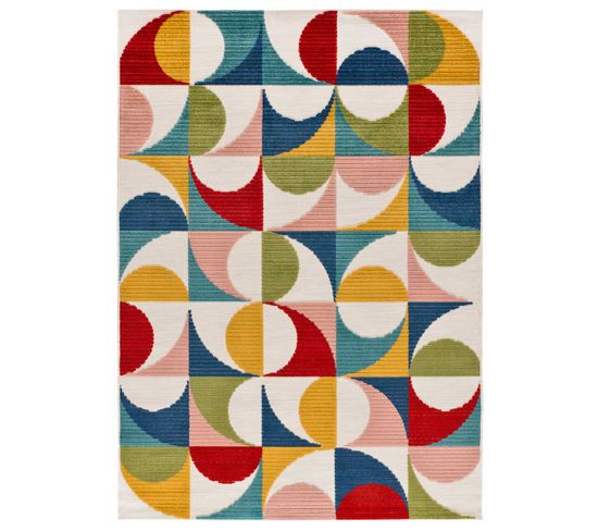 Tapis Extérieur 160x230 Cm Multicolore Rectangulaire Mila Géométrique Avec Relief