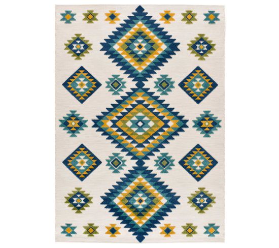 Tapis Extérieur 120x170 Cm Multicolore Rectangulaire Mila Ethnique Avec Relief