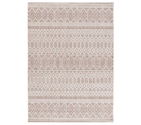 Tapis Intérieur 154x230 Cm Beige Rectangulaire Element Ethnique Avec Relief